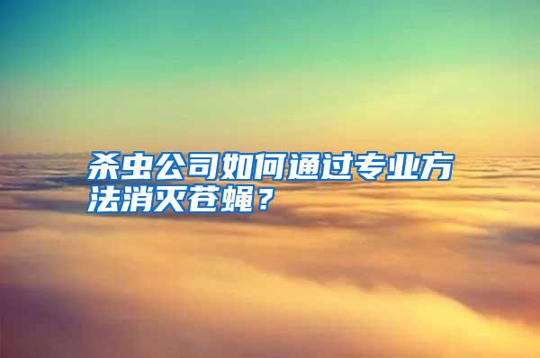 殺蟲公司如何通過專業方法消滅蒼蠅？